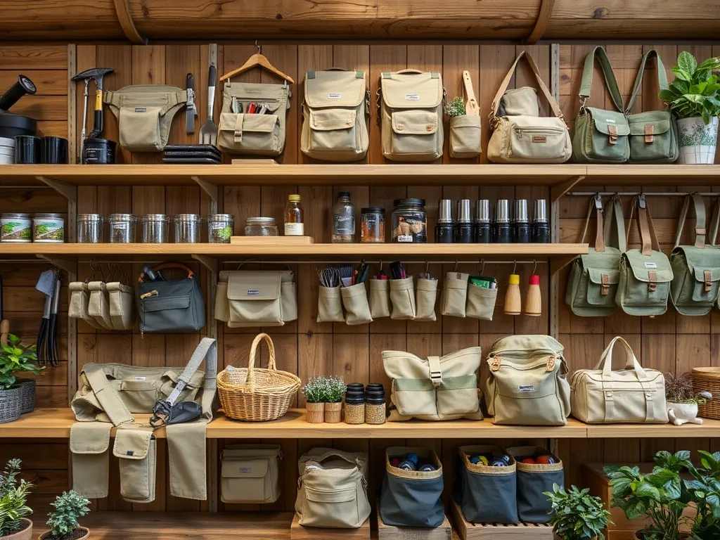 Wooden workshop table with tools