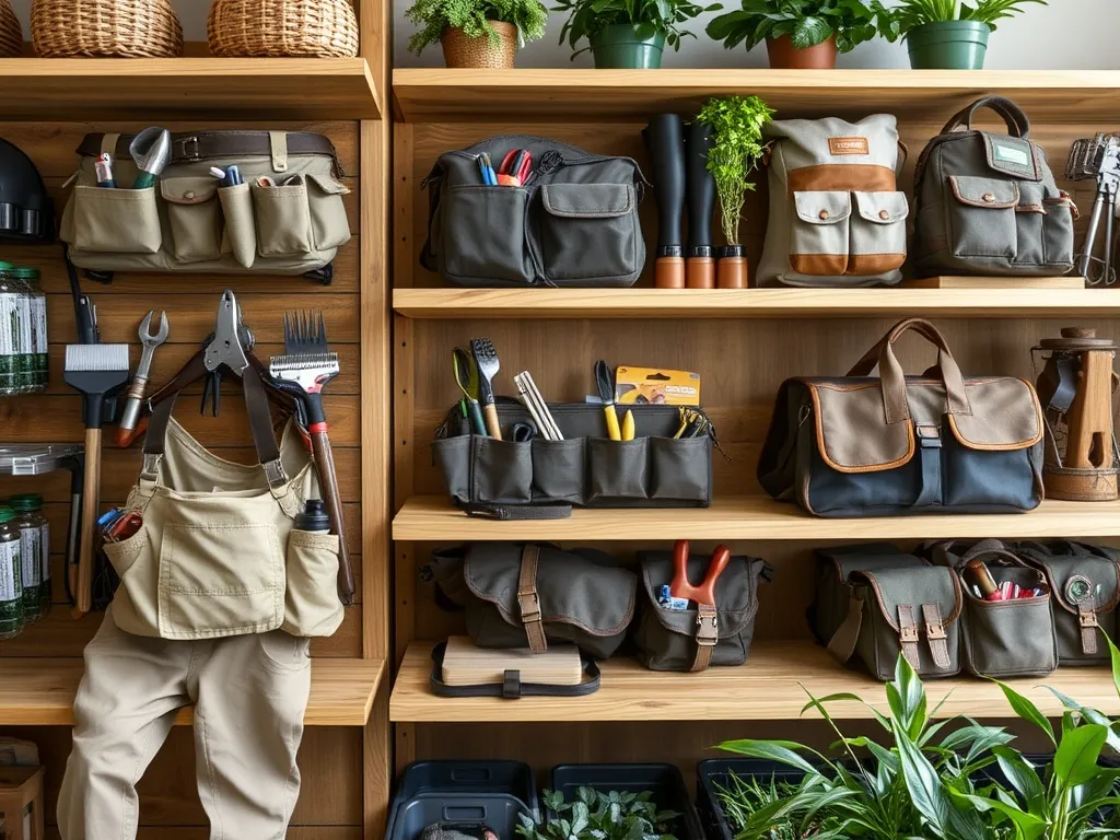 Pruning shears tucked into a belt pocket