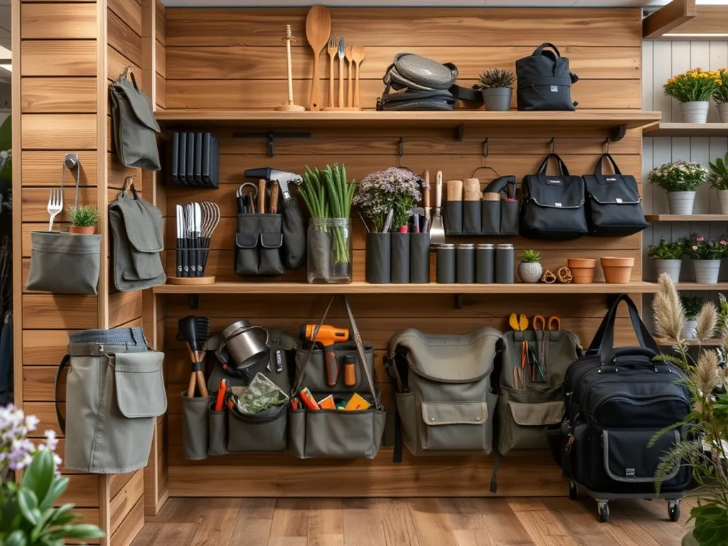 Close up of a leather strap on a canvas apron